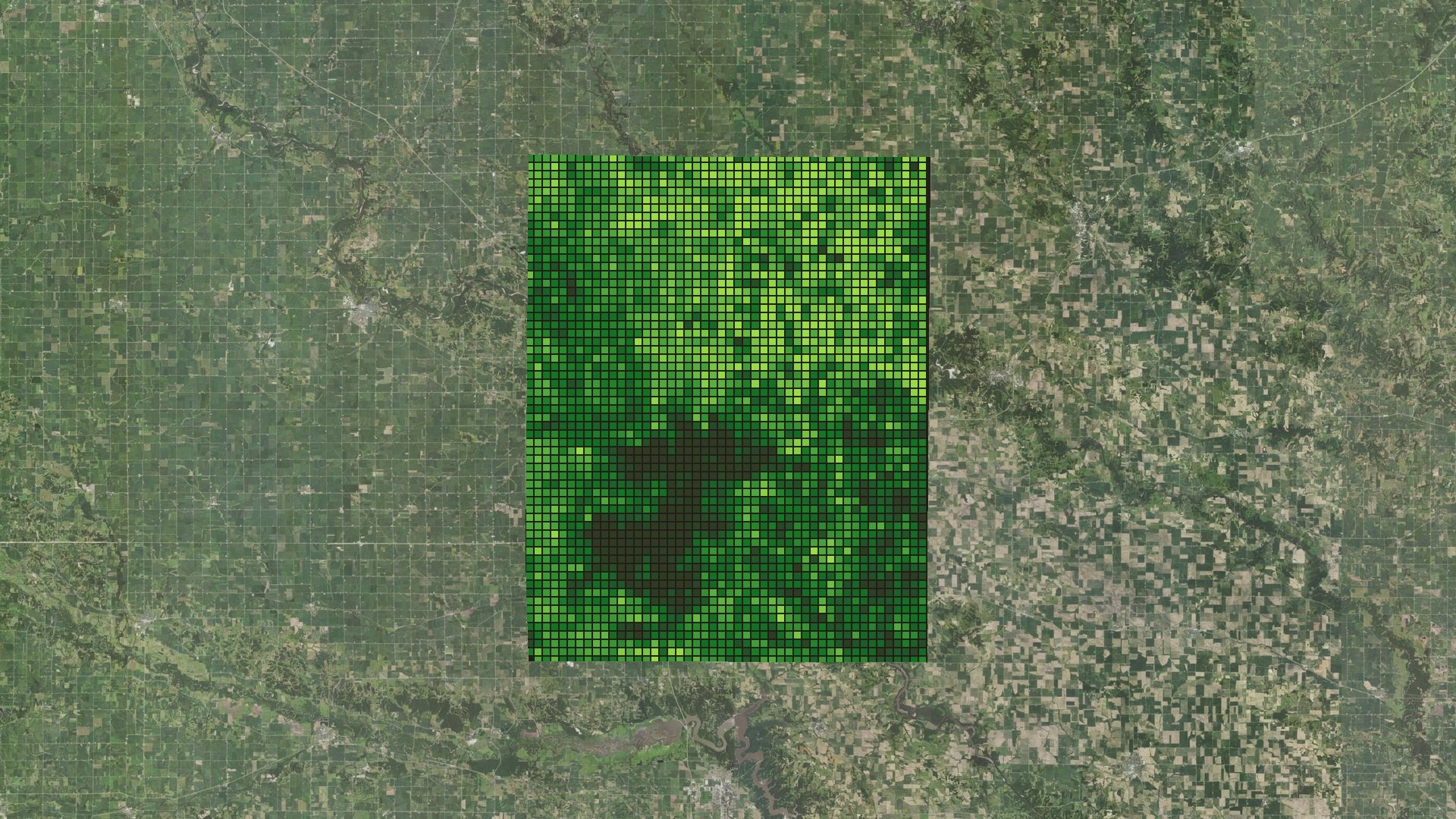 Linn County, Iowa, with every field coloured by its own risk instead of the county average